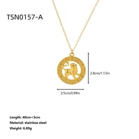 Collares con Colgante de los 12 Signos del Zodiaco, Acero Inoxidable, Chapado en Oro de 18K, Medallón Redondo Grabado, Cadena de Cable para Mujer