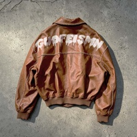Veste bomber personnalisée avec rivets de la marque Ouna Clothing Manufacturer, veste entièrement zippée, veste en cuir surdimensionnée et chaude