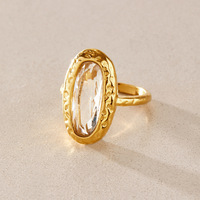 ERESI Minimalistischer Wasserdichter PVD 18K Vergoldeter Edelstahl Geometrischer Zirkon-Ring Verstellbares Design Moderner Damenschmuck