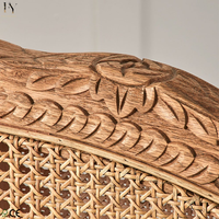 Lit en rotin tressé sculpté à la main, style vintage français, grand lit en bois et rotin pour mobilier de chambre de villa, le plus vendu