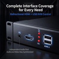 PINWEI Extenseur KVM Bidirectionnel 1 Canal 4K60 pour Fibre Optique avec Audio Indépendant Transmission Monomode SC LC FC