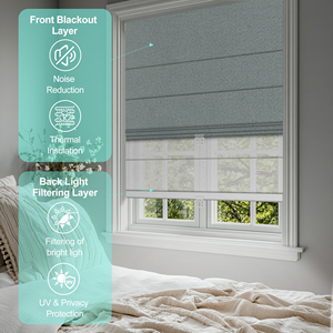 Persianas romanas de día y noche de doble capa con cortinas opacas y cortinas romanas filtrantes de luz para el hogar y la Oficina - Product Image 5