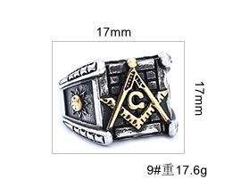 Anti Aanslag Ringen 18K Verguld Roestvrij Staal Ag Vrijmetselaar Vrijmetselaar Punk Hiphop Waterdichte Niet-Aantasting Ring Voor Mannen - Product Image 2
