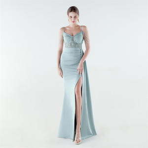 <span class=keywords><strong>Robe</strong></span> <span class=keywords><strong>de</strong></span> soirée sirène 2026 à fines bretelles, fente haute, ornée <span class=keywords><strong>de</strong></span> perles, taille cintrée et lacets, idéale pour les mariages, banquets et soirées <span class=keywords><strong>de</strong></span> luxe élégantes - Product Image 3