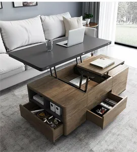 Nuovo stile mobili per la casa in legno allungabile tavolo rettangolo moderno tavolino da caffè con storage