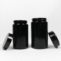 Pot de stockage en verre violet noir cosmétique de grand volume de 500ml 100ml et couvercle en bakélite noire produits de pot de nourriture noir rond