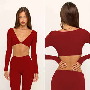 Conjunto de Ropa Deportiva de 2 Piezas para Mujer, Suave, para Ballet, Pilates, Yoga, Top Corto de Manga Larga y Leggings, Estilo Tik <span class=keywords><strong>Tok</strong></span> - Product Image 4