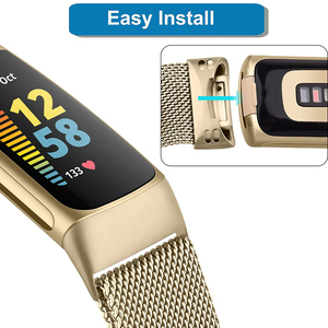 RYB – <span class=keywords><strong>Bracelet</strong></span> de rechange magnétique en métal, boucle en maille milanaise, en acier inoxydable, <span class=keywords><strong>pour</strong></span> <span class=keywords><strong>Fitbit</strong></span> <span class=keywords><strong>Charge</strong></span> <span class=keywords><strong>5</strong></span> - Product Image 5