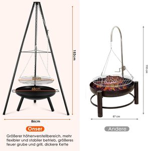 Soporte Giratorio de Acero Inoxidable para Parrilla de Leña, Soporte para Cocinar al Aire Libre, para Acampar - Product Image 2
