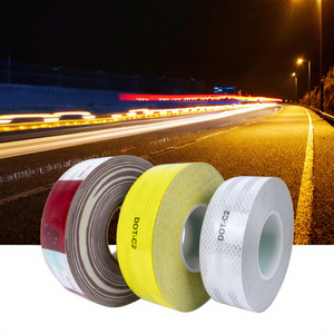 Cường Độ Cao Dot-C2 Màu Đỏ Và Trắng Băng Phản Chiếu Micro Lăng Kính Phản Chiếu Phim Cuộn Cho Xe Tải Trailer - Product Image 1