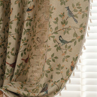 Rideaux de maison modernes à motifs de fleurs et d'oiseaux, rideaux semi pare-soleil, salon, chambre à coucher, rideaux en tissu d'étude