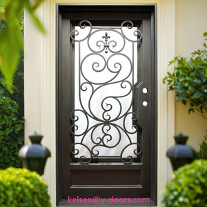 Quadratische Top Bestseller <span class=keywords><strong>Design</strong></span> elegante Schmiedeeisen einzelne Eingangstür - Product Image 6