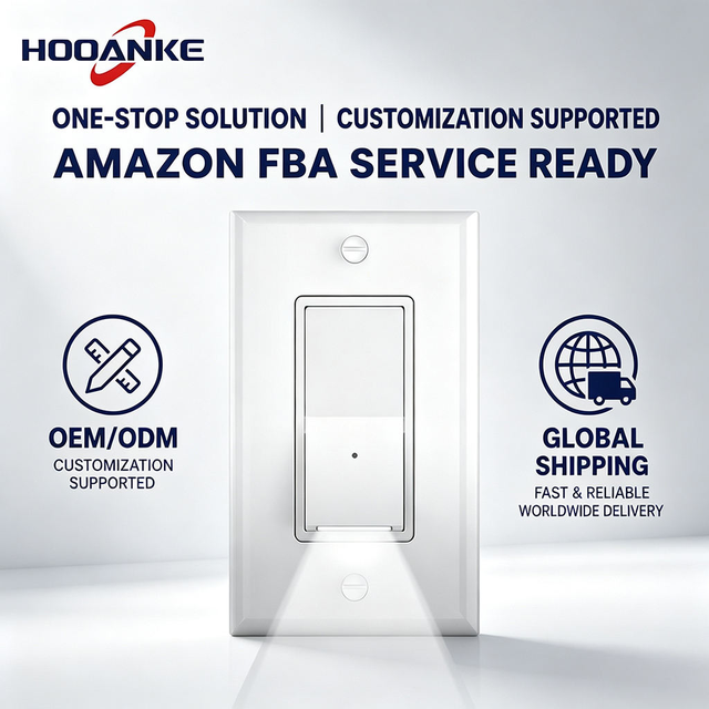 Hooanke ETL Listed US-Standard 110V 15A Single-Pole LED Wall Light Switch, In-Wall Rocker Switch with Night Light