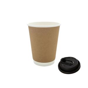 Gobelets en papier kraft isolés jetables pour bubble tea et café, avec couvercle, pour les commerces (vente en gros) - Product Image 1