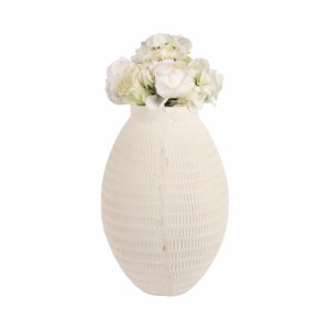 Vaso grande testurizzato moderno in ceramica arrotondata per decorazione del soggiorno - Product Image 2
