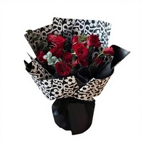 Nouveauté 2026 : Papier d'emballage coréen à imprimé zèbre animalier et bouquet de fleurs pour fleuristes