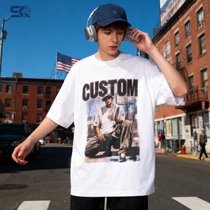 T-shirt da uomo personalizzata all'ingrosso, 260 g/m², stampa logo a puff, grafica super, 100% cotone, tinta unita, personalizzabile - Product Image 4