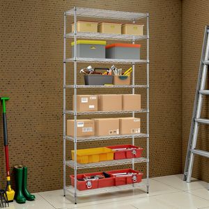 Vente en gros de supports d'entrepôt de haute qualité Grillage en acier inoxydable à 8 niveaux Étagère réglable en treillis métallique en acier - Product Image 4