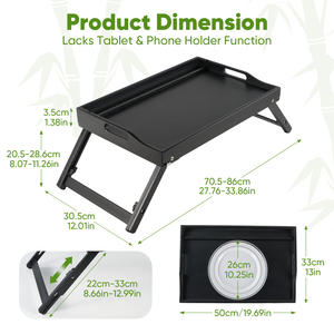 Mesa Plegable Impermeable y Ecológica de Bambú para Cama con Asas, Bandeja Multifuncional para Portátil y Desayuno - Product Image 6