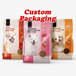 Pengiriman cepat BPA kantong Mylar bebas risleting untuk anjing perawatan makanan kucing kemasan stok yang memadai kantong Mylar penghalang tinggi tas kemasan