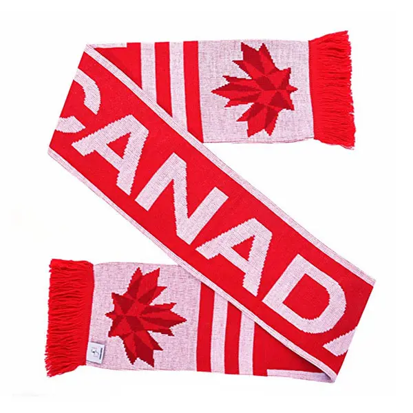 Style chaud Jacquard Football Équipe Fans Écharpe Canada Nation Drapeau Écharpe À Vendre