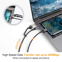 Câble de charge rapide USB-A vers USB-C PD 60W 3A 2-en-1 CableCreation avec gaine en nylon tressé pour ordinateur