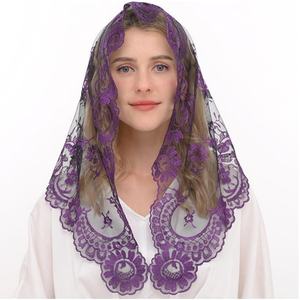 Couvre-chef pour femmes, broderie de style espagnol, voile triangulaire <span class=keywords><strong>catholique</strong></span>, dentelle de style église, mantilla - Product Image 5
