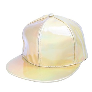 Pu Rainbow Snapback Cap Iridescent <b>Flat</b> Brim Fashion <b>Hat</b> For Adults Casual Wear - Product Image 3