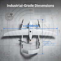 Grand drone à voilure fixe VTOL pour cartographie, charge utile de 160 kg, MTOW 40 kg, autonomie de 5500 m, UAV commercial pour cartographie