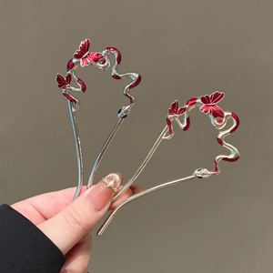 Snake Hairpin Vintage Advanced Sense Chinese Style Hair Stick Metal Flower Hair Pin Plate Hair Retro Hair Clip Hair Accessory - Product Image 2