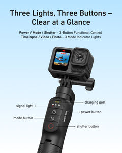 TELESIN Télécommande sans fil sous-marine, perche à selfie extensible, trépied, barre de flottabilité pour caméra <span class=keywords><strong>Hero</strong></span> 9/10/<span class=keywords><strong>11</strong></span>/12/13 - Nylon - Product Image 4