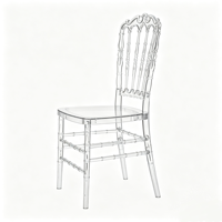 Chaise de salle à manger en acrylique sculptée de style européen, idéale pour les halls d'accueil d'hôtels de charme, les restaurants haut de gamme et les réceptions de mariage en église