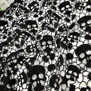 Beautiful skull hollow water soluble embroidery lace fabric