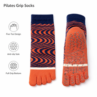 Chaussettes de Pilates en coton à cinq doigts, antidérapantes avec semelle en silicone, respirantes, logo personnalisé pour le yoga, la barre, le reformer, le studio, OEM ODM