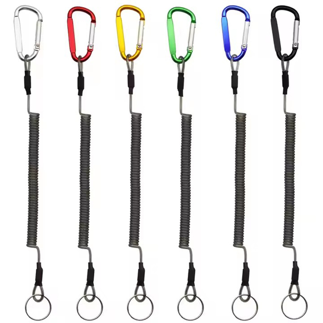 Retractable Tether Safety Lanyard Outdoor Elastic Anti-lost Lanyards Spring Rope Climbing Flexible Safety Coil Cable Lanyard