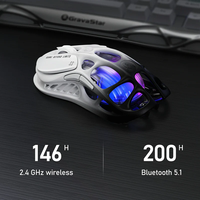 Souris de jeu sans fil GravaStar Mercury M1 Pro Tri-Mode PAW3395 26K DPI 4KHz 88g en alliage de magnésium 200Hr GLOWSYNC RGB