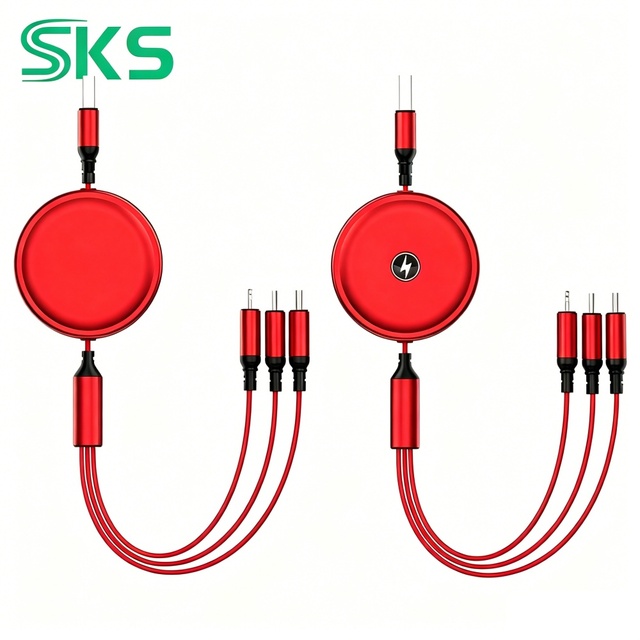 Retractable 3-in-1 Fast Charge Cable Universal Cellphone Type-C USB 2.0 for Camera & Printer Factory Direct Wholesale