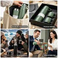 Ensemble de 3 pièces en acier inoxydable avec logo personnalisé : Bouteille isotherme, Gobelet et Tasse à café – Cadeau d'entreprise en coffret