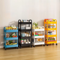 Étagère de rangement de cuisine mobile en plastique PP multicouche avec roulettes, organisateur pour espaces étroits, présentoir pour vaisselle et articles divers