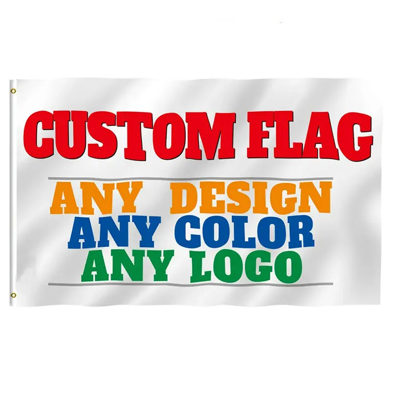 Aangepaste Ontwerp Bedrukt Promotionele Vlaggen Banners Custom Vlag Voor Bedrijf Reclame Logo Sport Outdoor Decoratie Feest