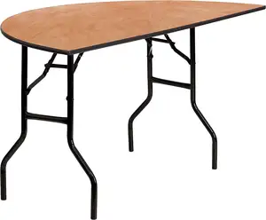 आउटडोर वेडिंग बैंक्वेट फोल्डिंग डाइनिंग टेबल के लिए फोल्डेबल सेमीसर्कल लकड़ी की टेबल
