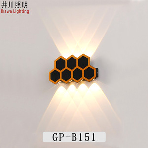 Lampe murale LED Ikawa Lighting GP-B151 en forme de nid d'abeille, éclairage vers le haut et vers le bas, étanche, pour balcon, jardin, extérieur - Product Image 4