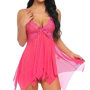 Vêtements de nuit féminins sexy en dentelle, bretelles en maille, multicolores, en tissu Dobby Spandex, pour le commerce transfrontalier Europe-États-Unis - Product Image 2