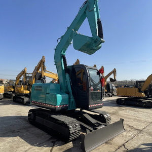 Excavatrice sur chenilles Kobelco SK75 Super, couleur turquoise, avec godet de 0,4 m³ de capacité, poids opérationnel de 7,5 tonnes, machine d'occasion - Product Image 1