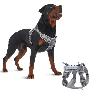 Kustom abu-abu tidak ada tarik anjing pelatihan Harness disesuaikan grosir melarikan diri bukti K9 taktis anjing reflektif Harness untuk luar ruangan