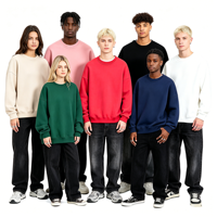 Sweat-shirt en polaire d'hiver personnalisé, poids lourd 380 g/m², unisexe, broderie, impression en relief, logo, couleur unie, col rond, haute qualité