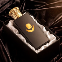 Flacon de parfum noir mat avec bouchon couronne 30ml 50ml 100ml, flacon de parfum vide en verre avec pulvérisateur à sertir et emballage avec logo en feuille d'or