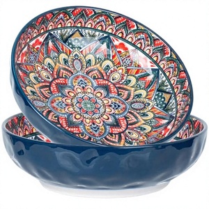 Ensemble de bols en porcelaine émaillée de style bohème marocain, écologiques, sans BPA, résistants à la chaleur, compatibles micro-ondes, compatibles lave-vaisselle, ensemble cadeau - Product Image 3
