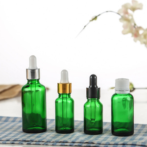 Vente en gros 5ml 10ml 15ml 20ml 30ml 50ml 100ml vert vide <span class=keywords><strong>liquide</strong></span> sérum huile essentielle soins de la peau cosmétique flacon compte-gouttes en verre - Product Image 3