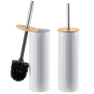 Phòng Tắm Thùng Rác Có Thể Với Nắp Tre Nhà Vệ Sinh Bàn Chải Thiết Lập Màu Trắng Hiện Đại 5L Nhỏ Chất Thải Giỏ Withe Tre Chủ Wbr052 + TBR015-A - Product Image 4